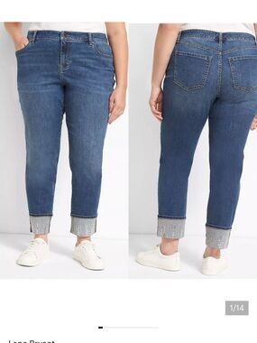 Lane Bryant | medium wash cuffed denim jeans Sz 16